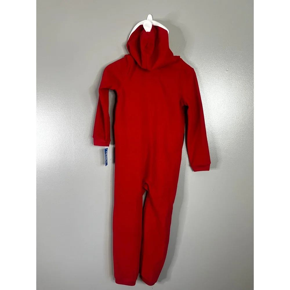 Carters Kids Santa Claus Fleece Hooded One Piece Pajamas Red Size 10 NEW